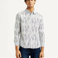 Men's Abstract White Slim Fit Shirt - Front View