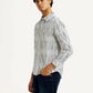 Men's Abstract White Slim Fit Shirt - Side View