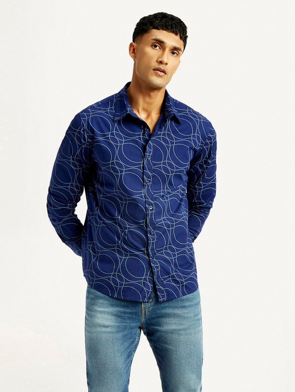 Men's Abstract Print Slim Fit Shirt - Styleshot View