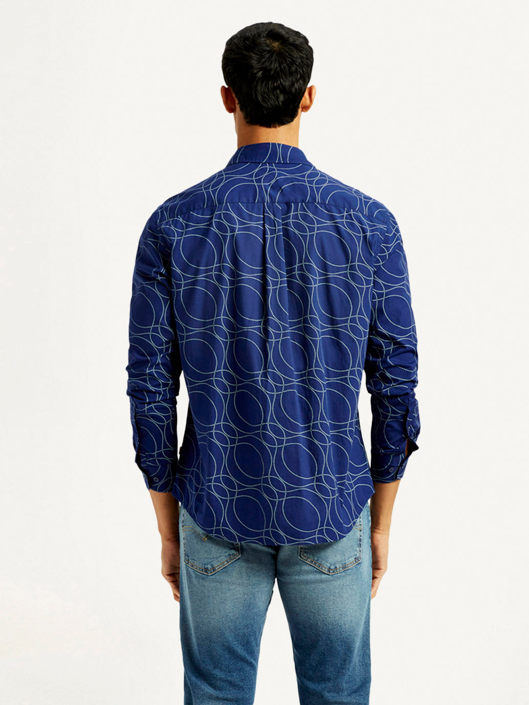 Men's Abstract Print Slim Fit Shirt - Back View