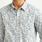 Men's Printed White Slim Fit Shirt - Detail View