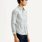Men's Printed White Slim Fit Shirt - Side View