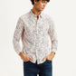 Men's Printed Off White Slim Fit Shirt - Styleshot View