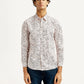 Men's Printed Off White Slim Fit Shirt - Front View
