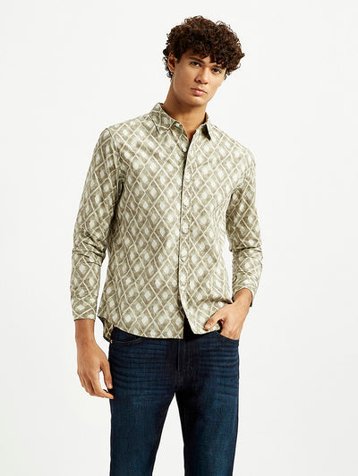levi's Men's Geometric Beige Slim Fit Shirt-picture-26
