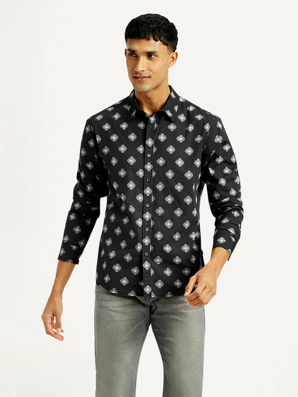 Men's Geometric Print Slim Fit Shirt - Styleshot View