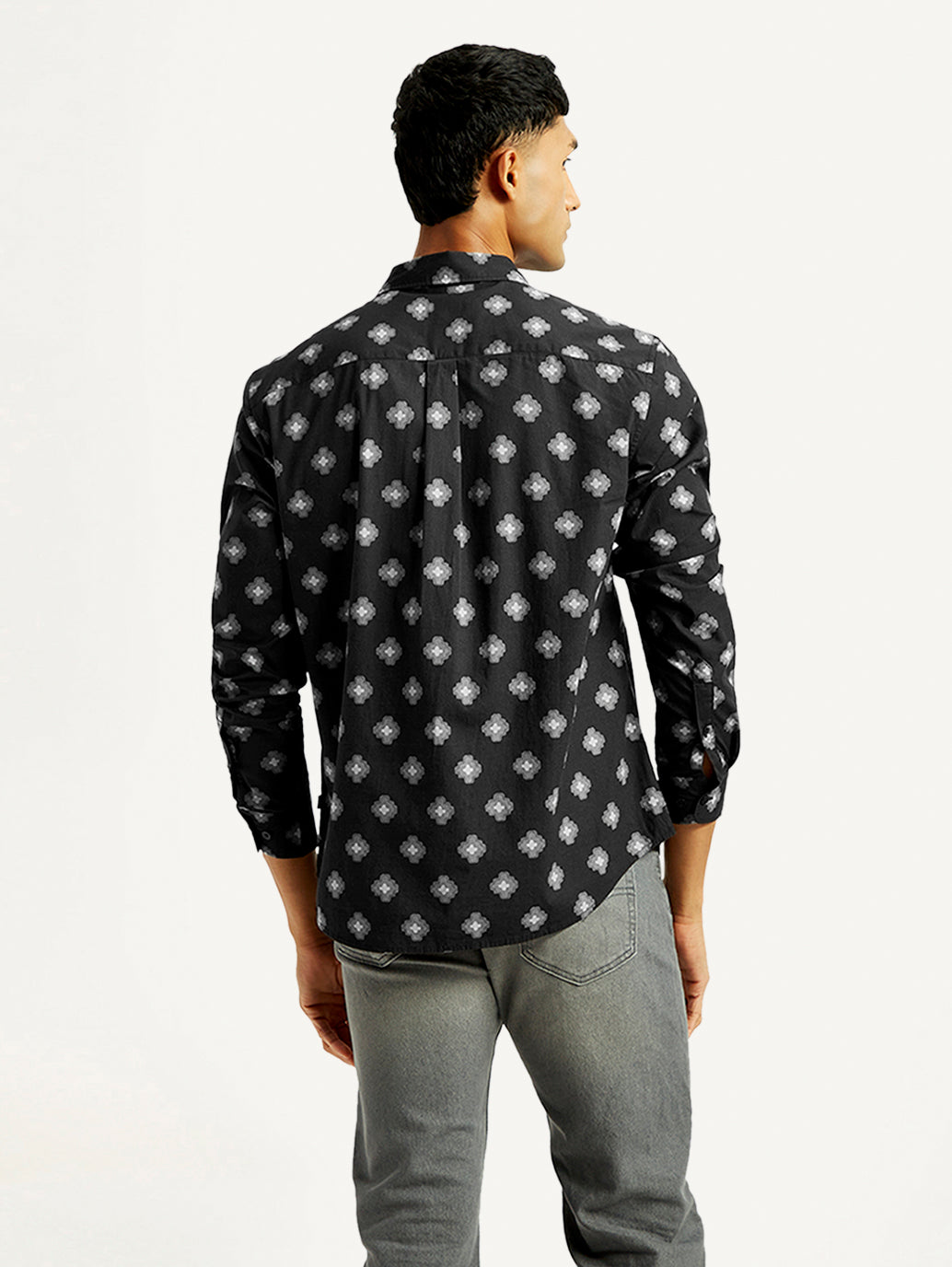 Men's Geometric Print Slim Fit Shirt - Back View