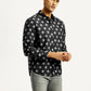 Men's Geometric Print Slim Fit Shirt - Side View