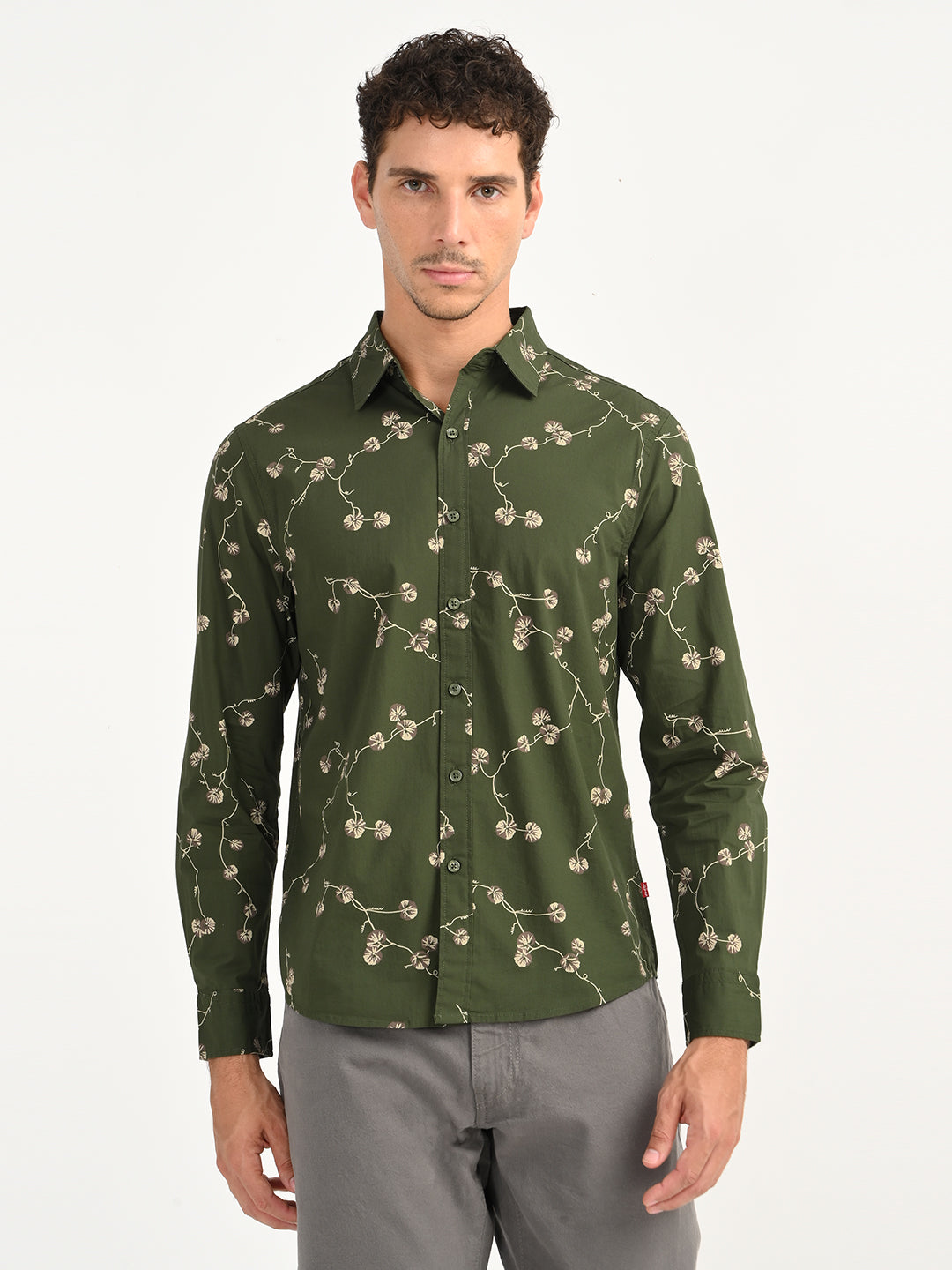 Men's Floral Green Slim Fit Shirt