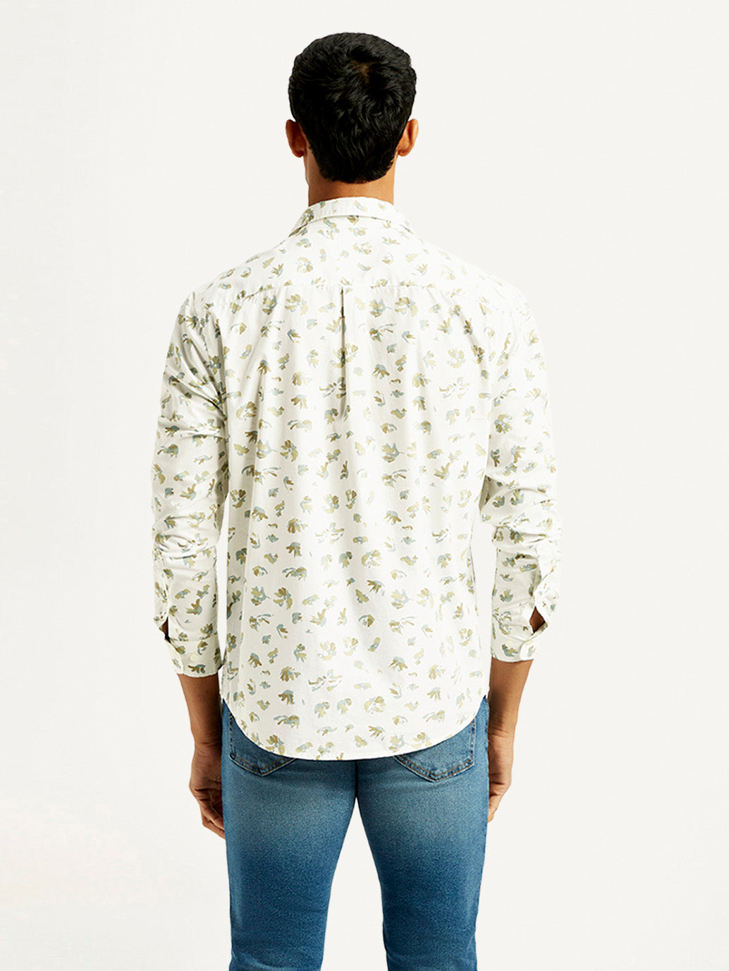 Men's Abstract Print Slim Fit Shirt - Back View