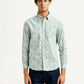 Men's Abstract Light Green Slim Fit Shirt - Front View