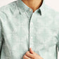 Men's Abstract Light Green Slim Fit Shirt - Detail View