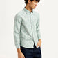 Men's Abstract Light Green Slim Fit Shirt - Side View