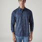 Men's Printed Slim Fit Poplin Shirt - Front View