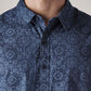 Men's Printed Slim Fit Poplin Shirt - Detail View