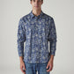 Men's Floral Slim Fit Poplin Shirt - Front View
