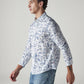Men's Floral Slim Fit Poplin Shirt - Side View