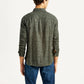 Men's Printed Olive Green Slim Fit Shirt - Back View