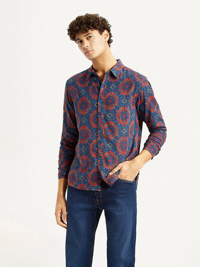 Men's Printed Multicolor Slim Fit Shirt-image-1