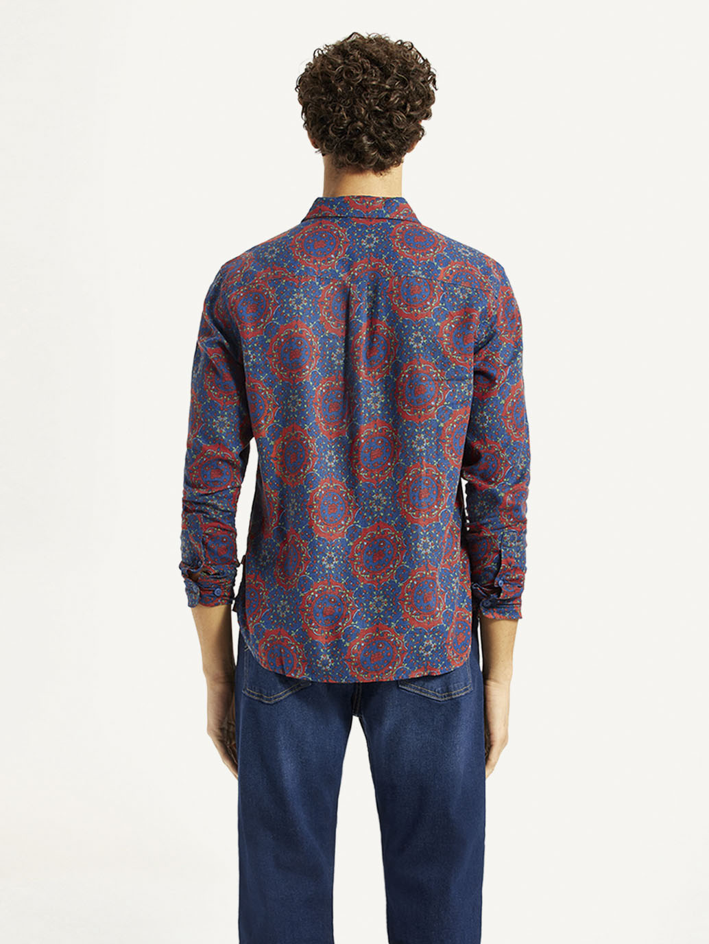 Men's Printed Multicolor Slim Fit Shirt - Back View