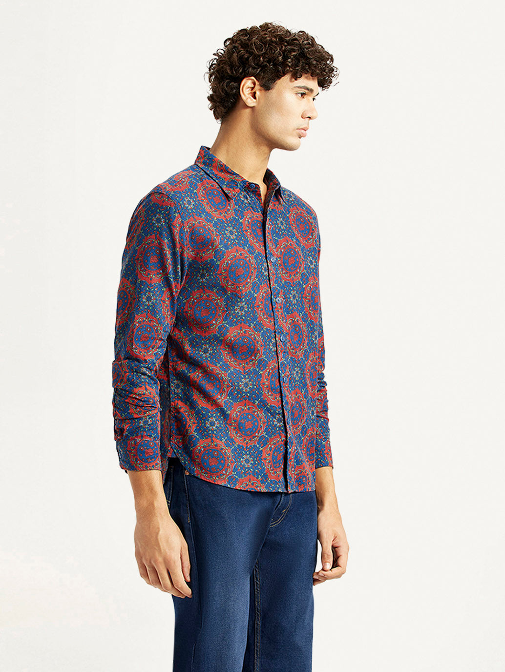Men's Printed Multicolor Slim Fit Shirt - Side View