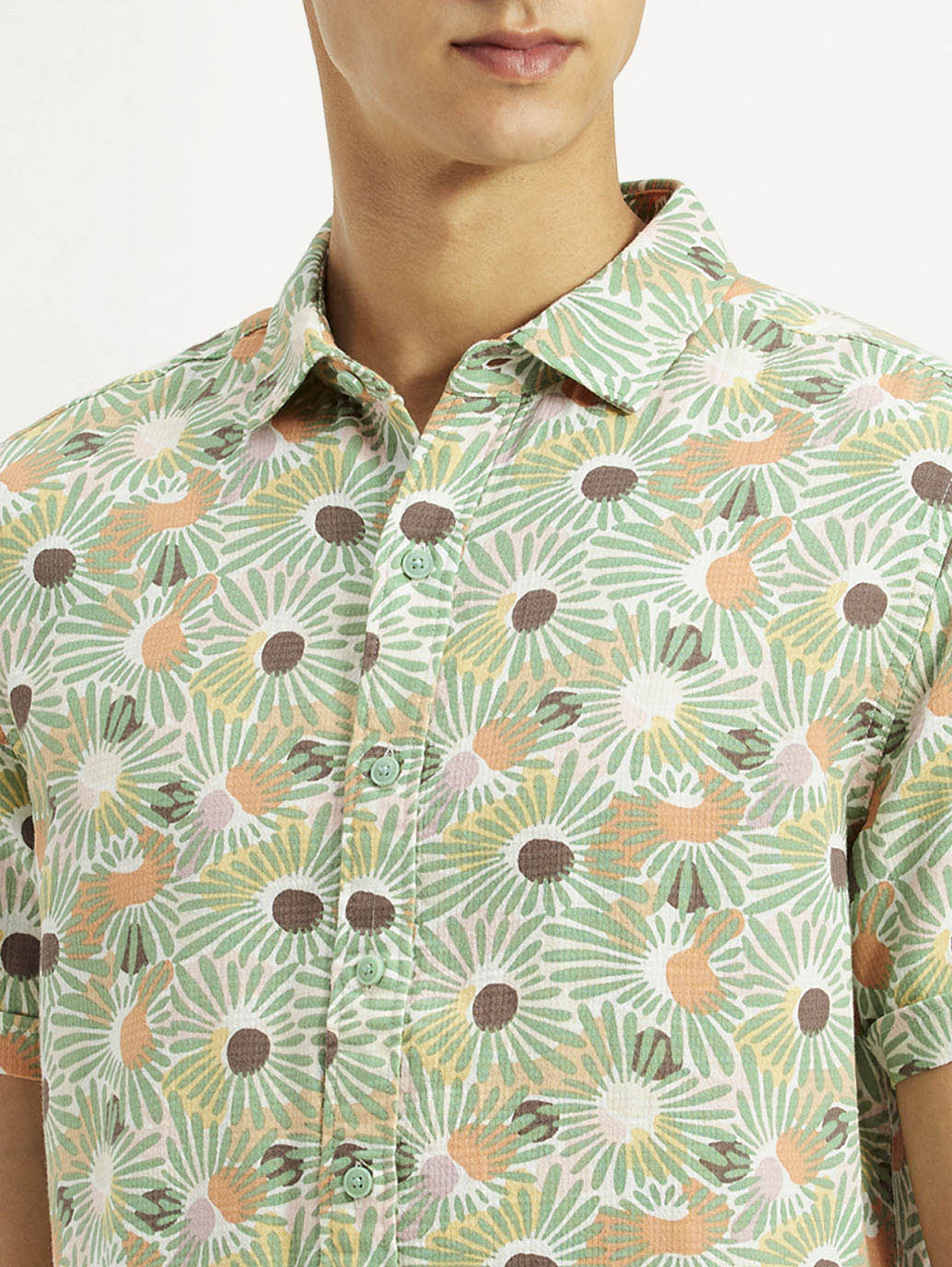 Men's Floral Slim Fit Shirt - Detail View