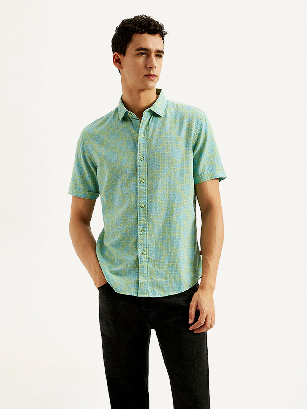 Men's Floral Slim Fit Shirt - Styleshot View