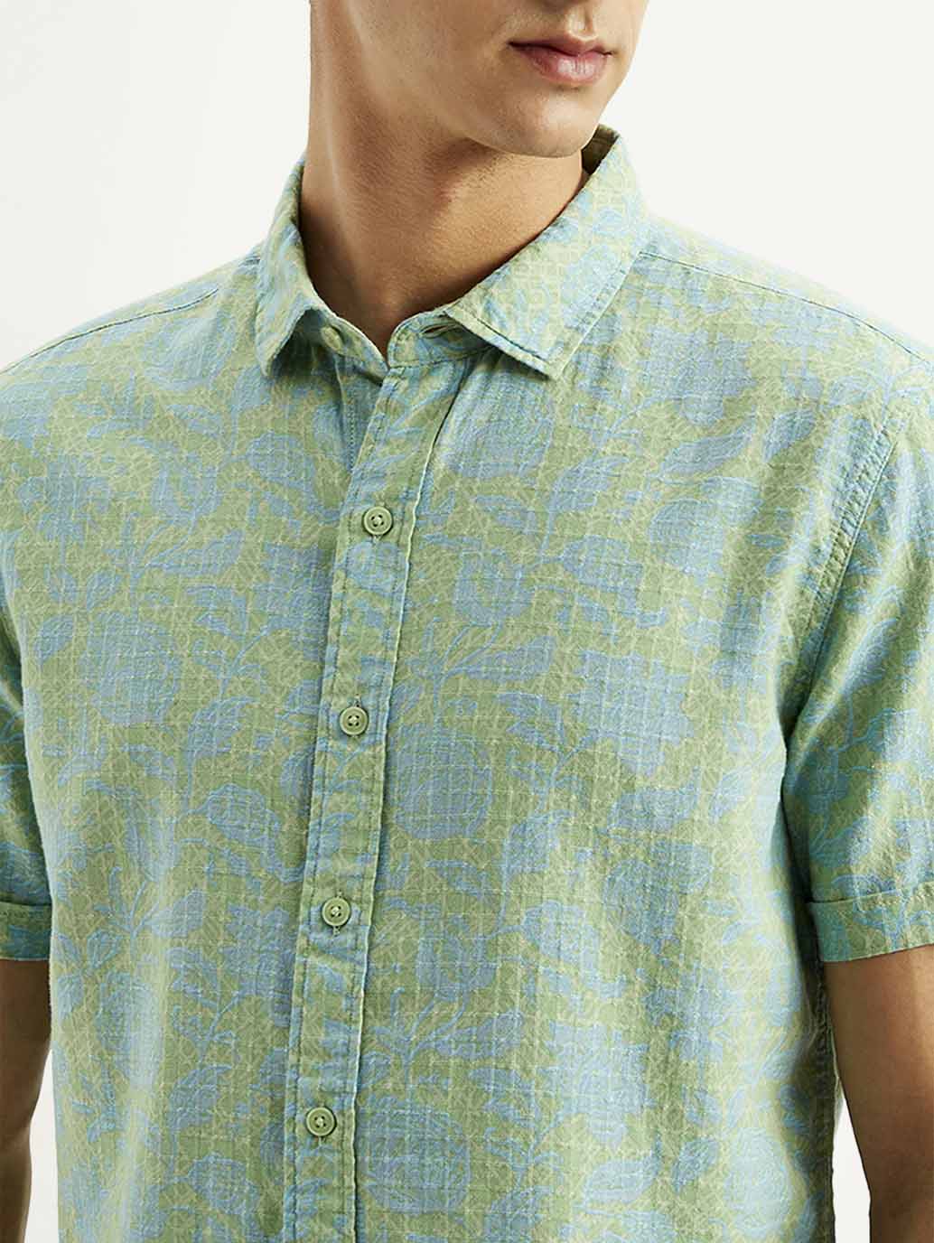 Men's Floral Slim Fit Shirt - Detail View