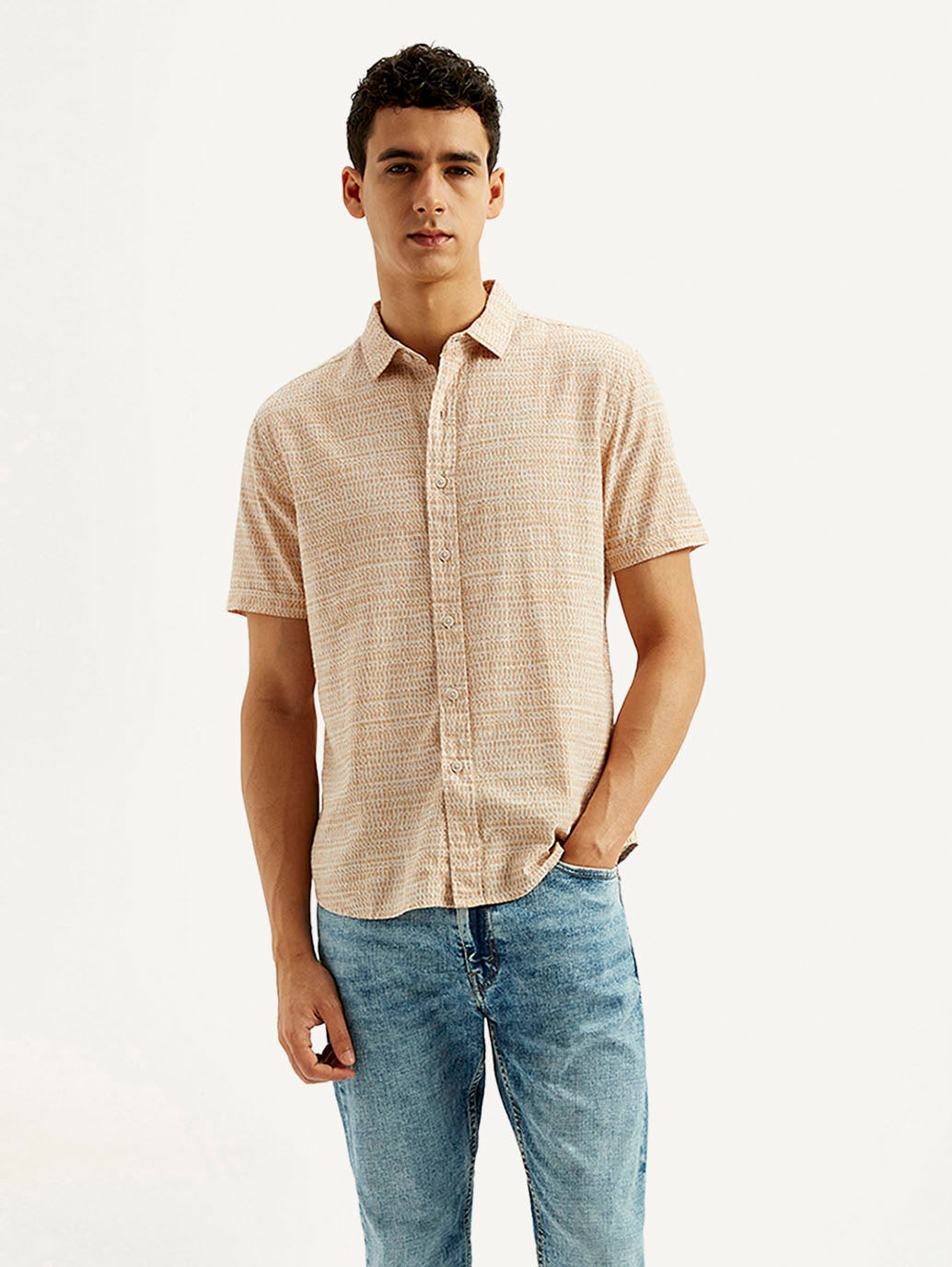 Men's Self Design Slim Fit Shirt