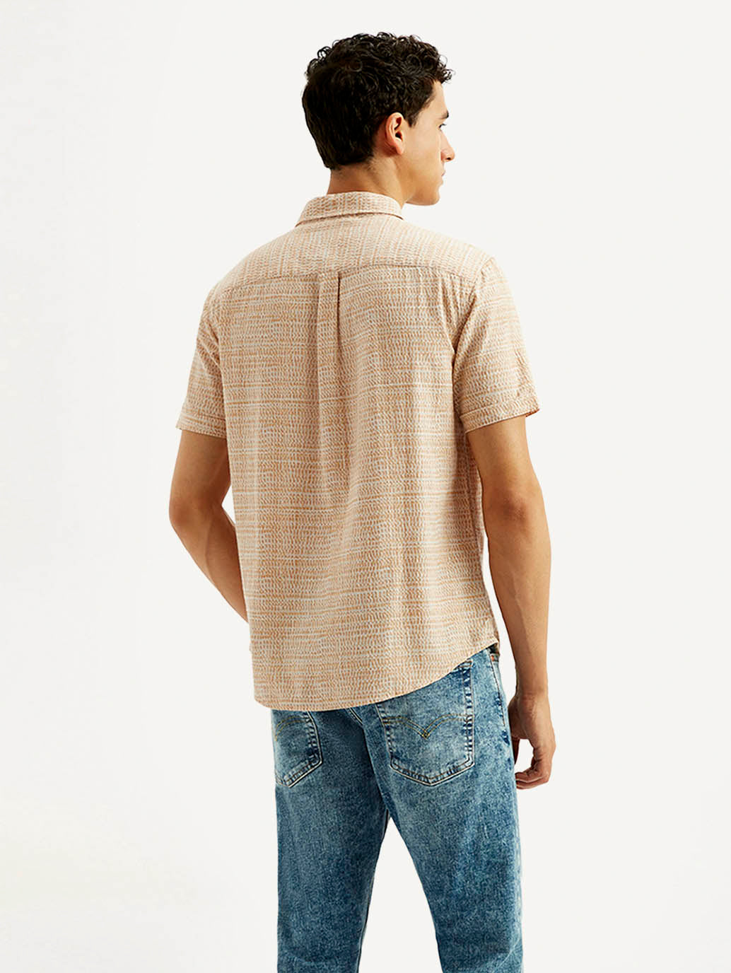 Men's Self Design Slim Fit Shirt - Back View