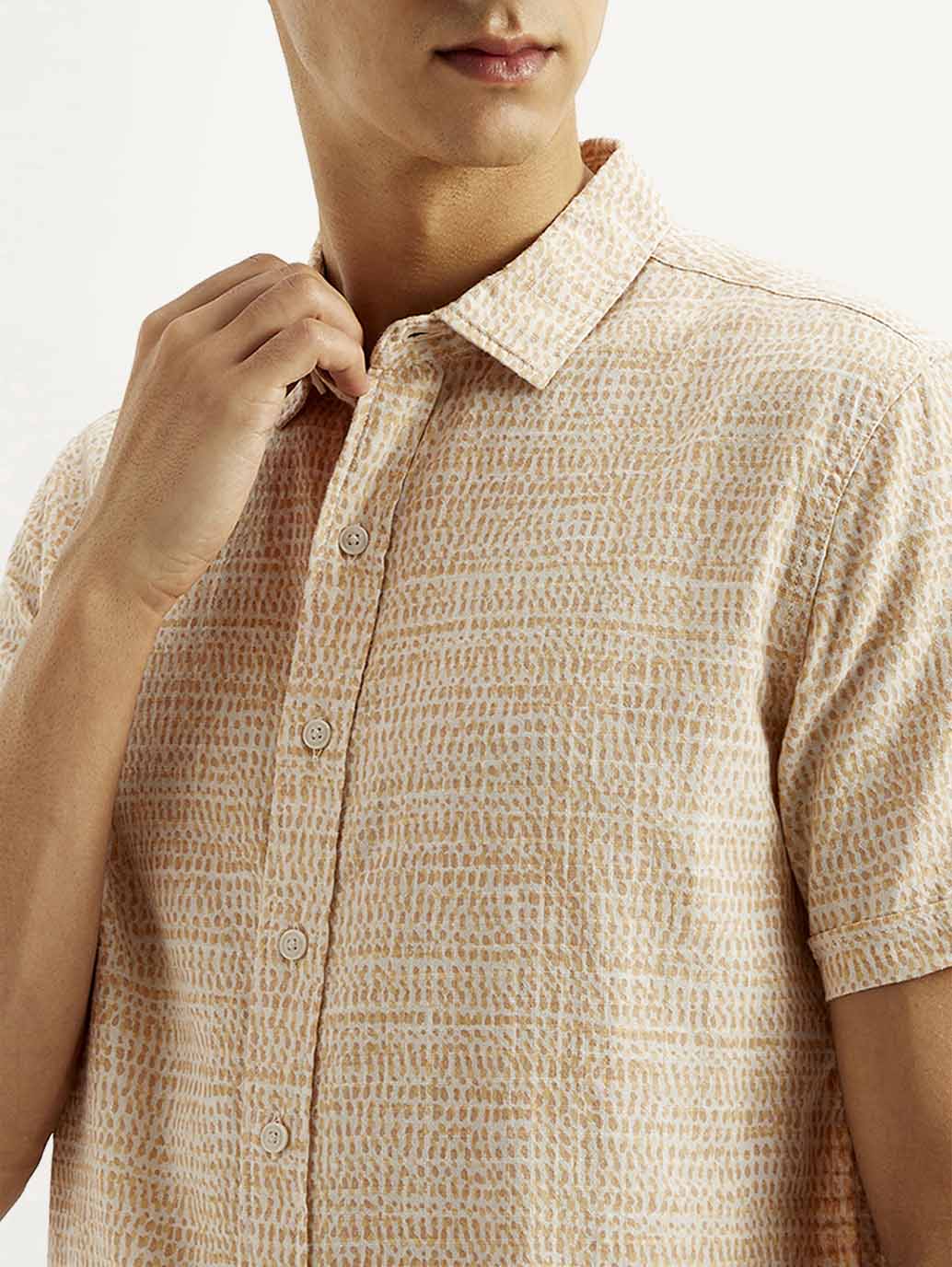 Men's Self Design Slim Fit Shirt - Detail View