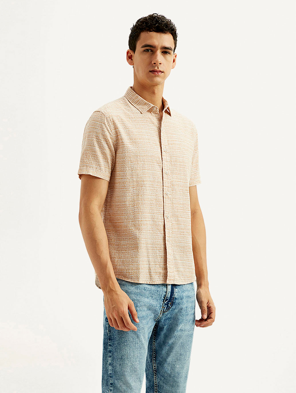 Men's Self Design Slim Fit Shirt - Side View