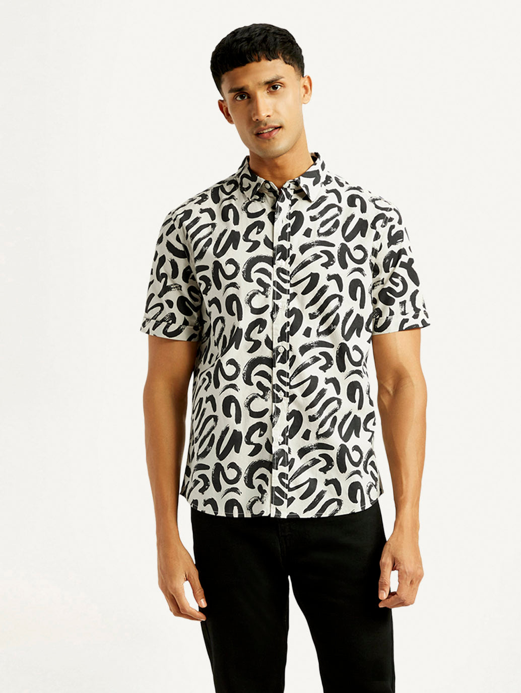 Men's Abstract Print Slim Fit Shirt