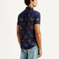 Men's Abstract Dark Blue Slim Fit Shirt - Back View