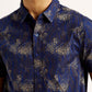 Men's Abstract Dark Blue Slim Fit Shirt - Detail View