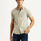 Men's Abstract Beige Slim Fit Shirt - Styleshot View