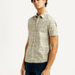 Men's Abstract Beige Slim Fit Shirt - Side View