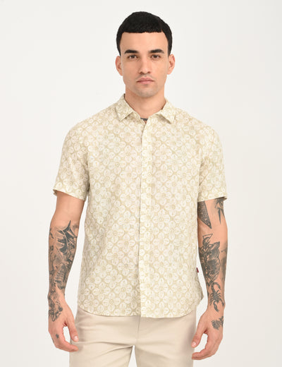 levi's Men's Floral Beige Slim Fit Shirt-picture-14