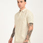 Men's Floral Beige Slim Fit Shirt - side View