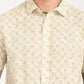 Men's Floral Beige Slim Fit Shirt - deatil View
