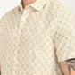 Men's Floral Beige Slim Fit Shirt - deatil View