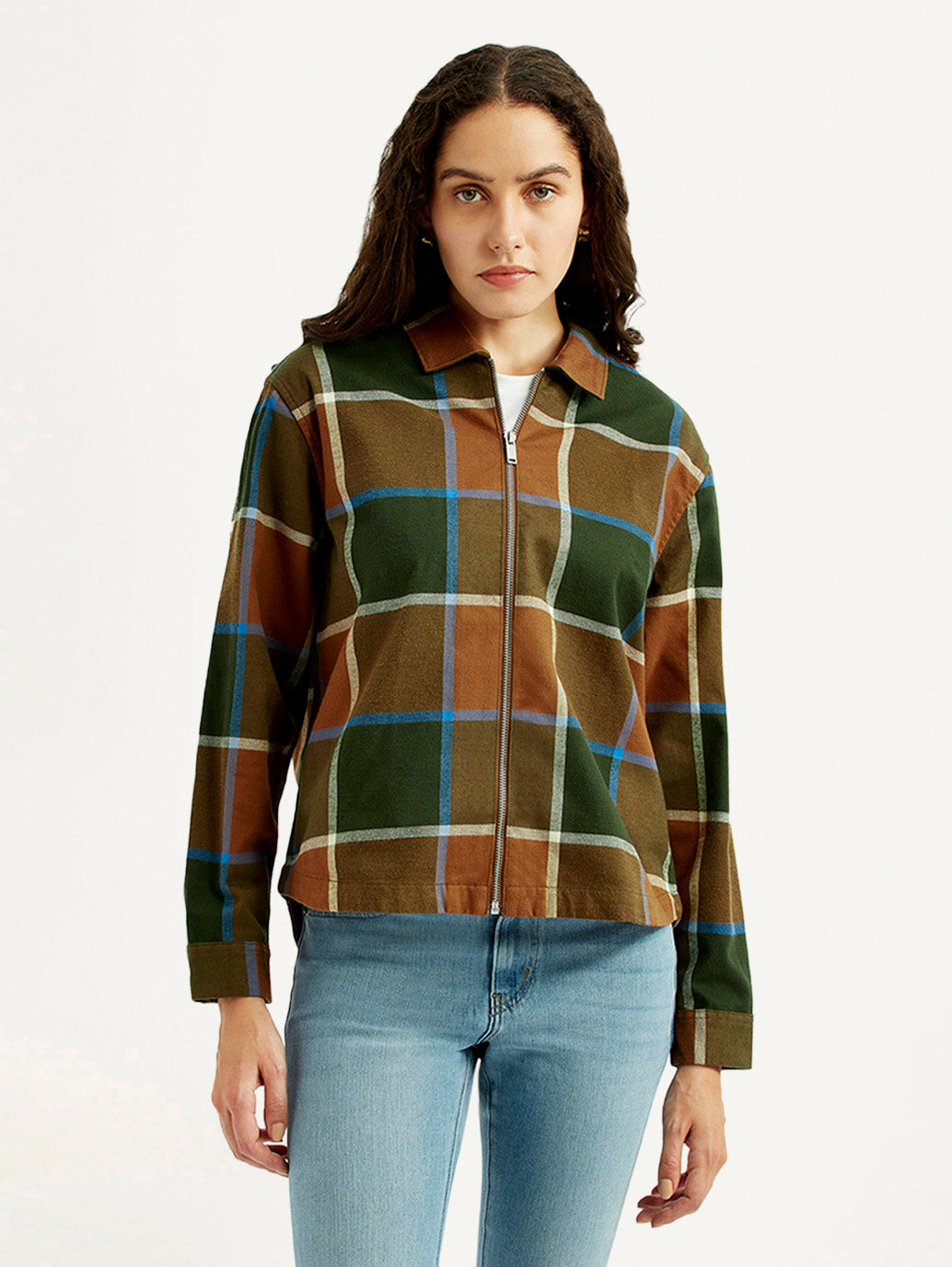 Women's Multi Color Checkered Shirt - Front View