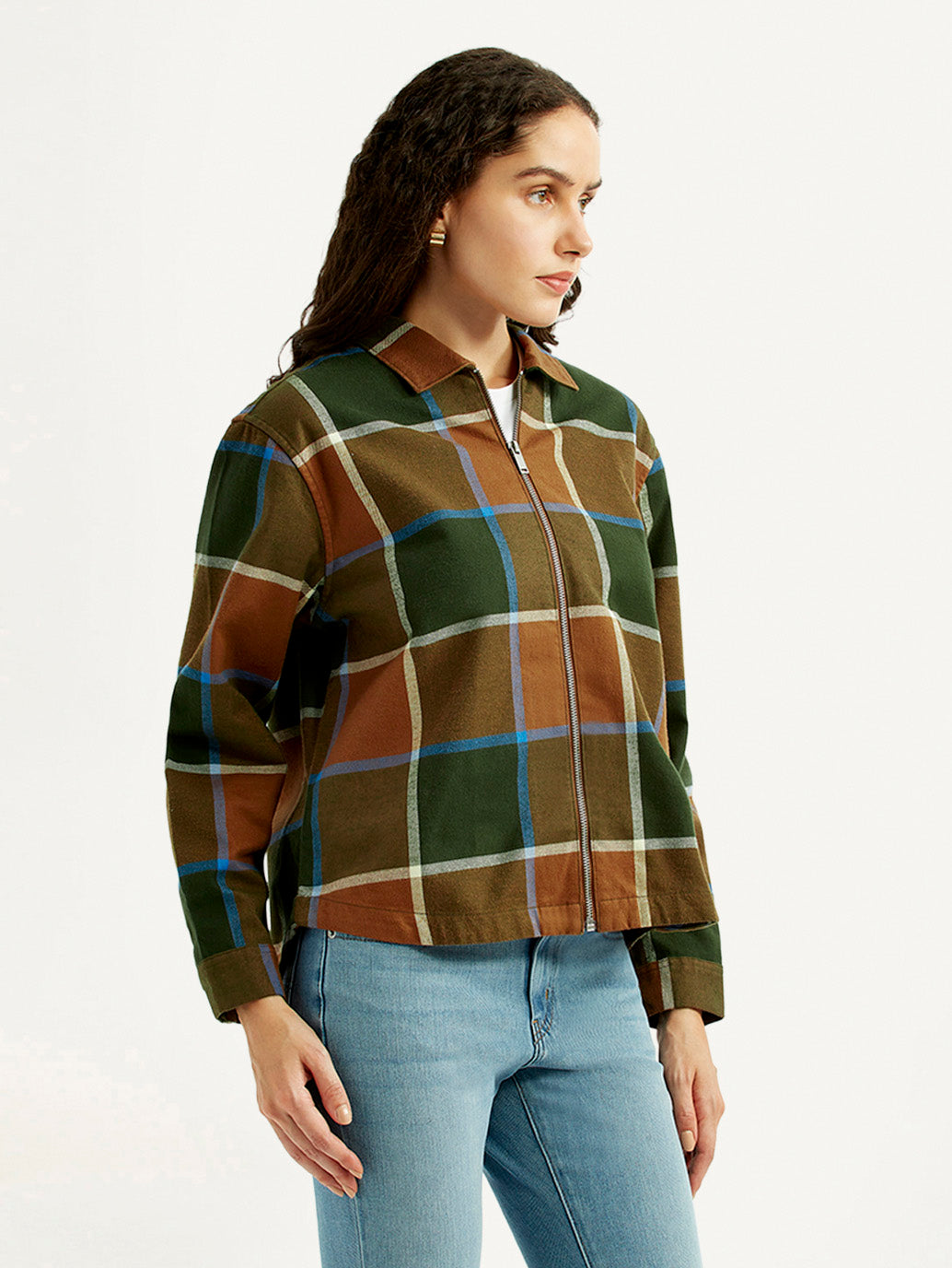 Women's Multi Color Checkered Shirt - Side View