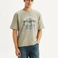 Men's Brand Logo Beige Loose Fit T-shirt - Styleshot View