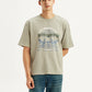 Men's Brand Logo Beige Loose Fit T-shirt - Front View