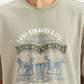 Men's Brand Logo Beige Loose Fit T-shirt - Detail View