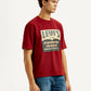 Men's Graphic Print Red Loose Fit T-shirt - Side View