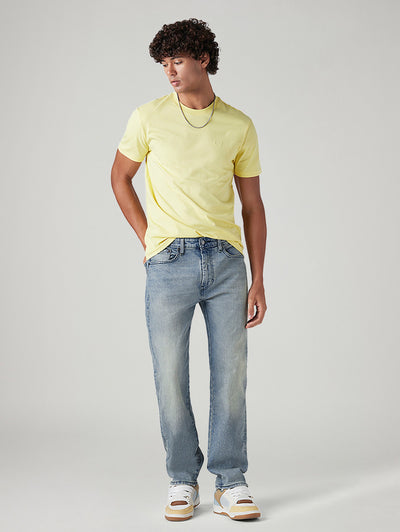 Men's 505 Light Blue Straight Fit Mid Rise Jeans-image-23
