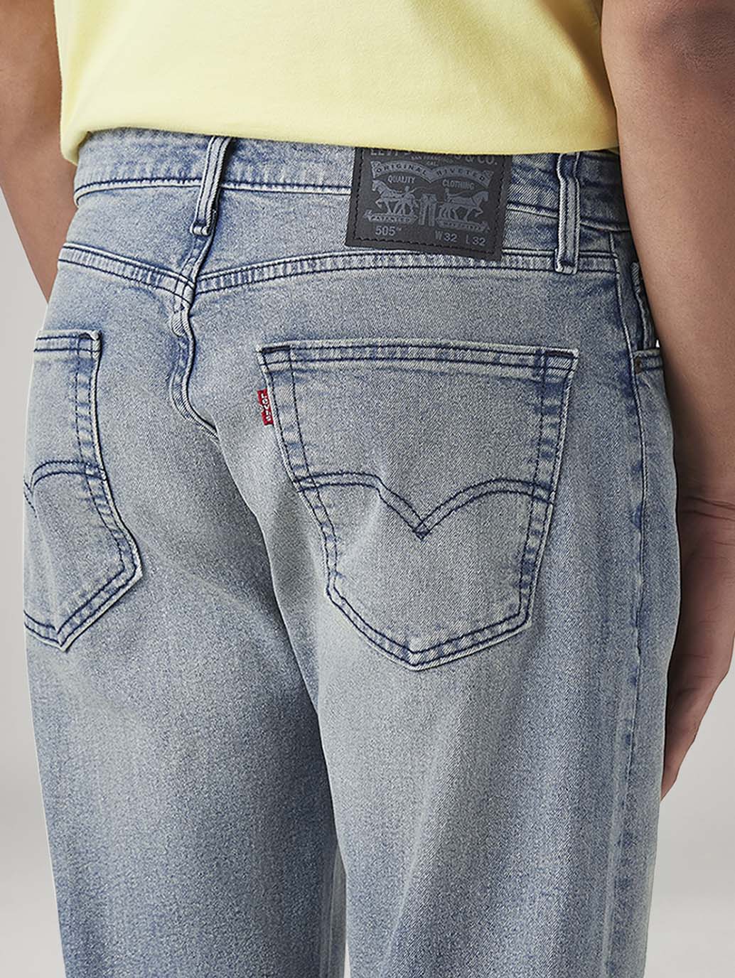 Men's 505 Light Blue Straight Fit Mid Rise Jeans - Detail View
