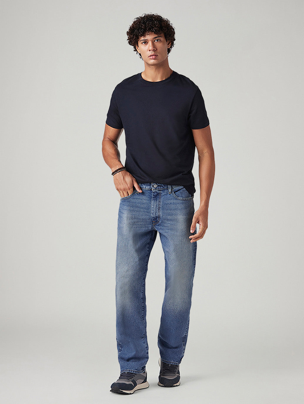 Men's 555 Blue Relaxed Straight Fit Mid Rise Commuter Jeans